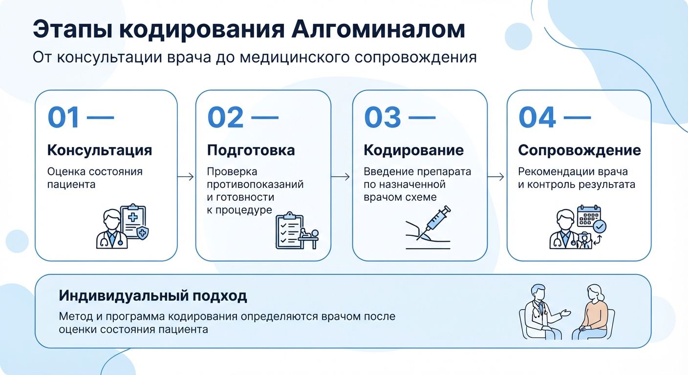 Кодирование препаратом «Алгоминал» в Сухиничах инфографика